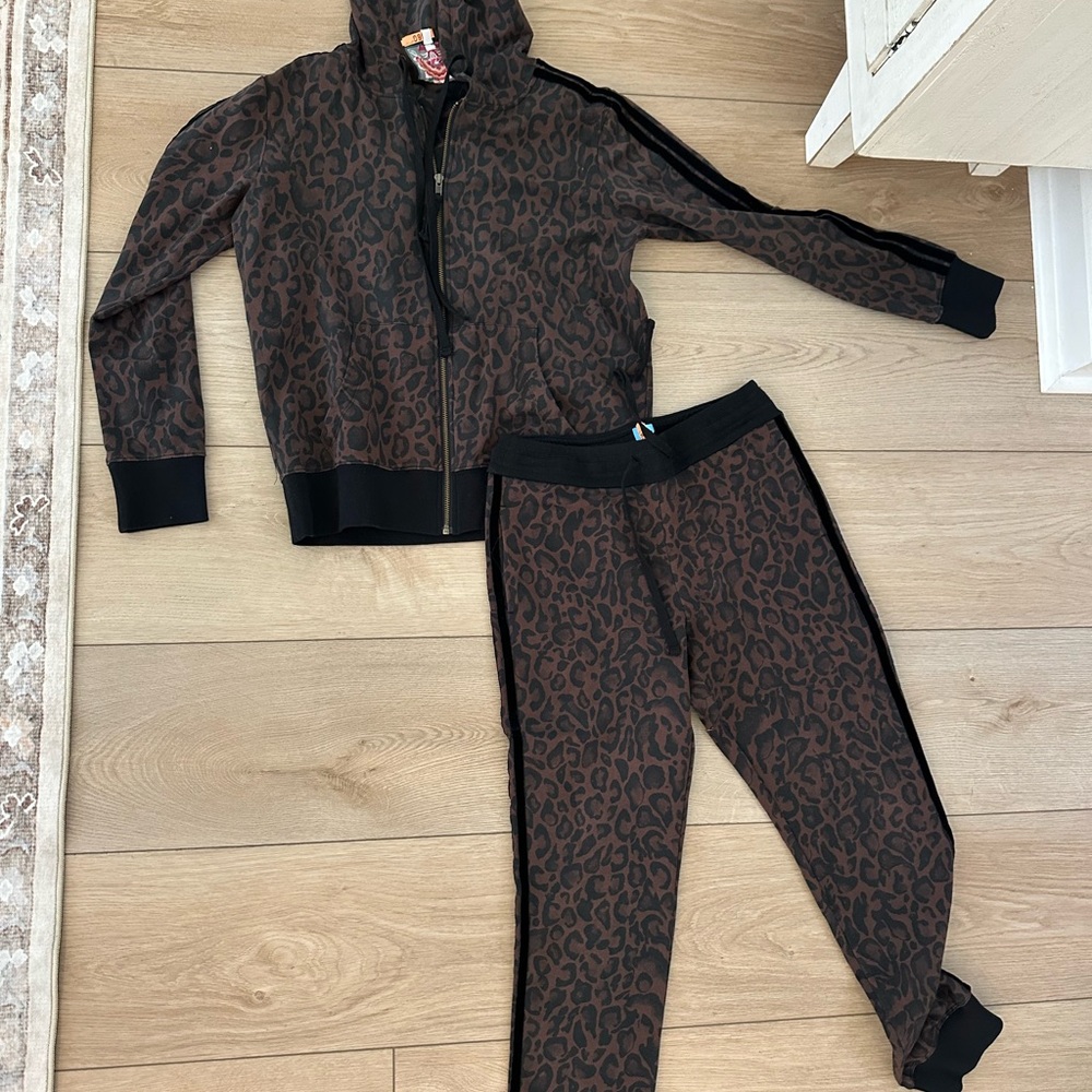 Johnny Was Brown Leopard Print Track Suit